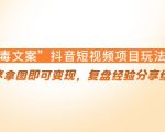 “毒文案”抖音短视频项目玩法，小程序拿图即可变现，复盘经验分享给大家-八爪鱼资源库
