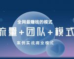 王冲老师《流量+团队+模式》商业模式实战课，全网最赚钱的模式-八爪鱼资源库