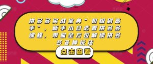 拼多多实战宝典“初级到高手”,新手小白必看拼多多课程,带你全方位解读拼多多各种玩法-八爪鱼资源库