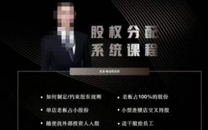 韩老师聊美业-美业股权分配系统课程，如何制定约束股东规则+老板占100%的股份+单店老板占小股份等-八爪鱼资源库