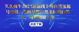 久久疯牛2023最新线上纯自然流起号课程，老杨是把自然流玩明白的人，可以闭眼上车-八爪鱼资源库