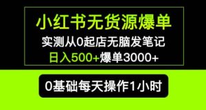 小红书无货源爆单实测从0起店无脑发笔记爆单3000+长期项目可多店-八爪鱼资源库