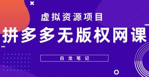 【白龙笔记】拼多多无版权网课项目，月入5000的长期项目，玩法详细拆解【揭秘】-八爪鱼资源库
