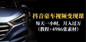 抖音豪车视频变现分享课:每天一小时,月入过万(教程+4986张素材)-八爪鱼资源库