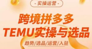 伍跃·跨境拼多多TEMU实操与选品，​趋势/选品/运营/入住（27节完整）-八爪鱼资源库