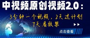 中视频原创视频2.0：3分钟一个视频，2天过计划，7天看效果【揭秘】-八爪鱼资源库