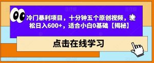 冷门暴利项目,十分钟五个原创视频,轻松日入600+,适合小白0基础【揭秘】-八爪鱼资源库
