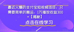 最近火爆的支付宝短视频项目,只需要简单的搬运,1万播放收益300+【揭秘】-八爪鱼资源库