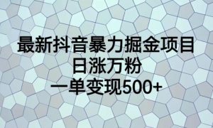 最新抖音暴力掘金项目，日涨万粉，一单变现500+【揭秘】-八爪鱼资源库