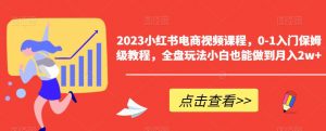 2023小红书电商视频课程，0-1入门保姆级教程，全盘玩法小白也能做到月入2w+-八爪鱼资源库