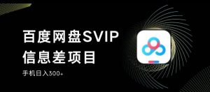 百度网盘SVIP信息差项目，0投入小白极速上手，手机稳定日入300+【揭秘】-八爪鱼资源库