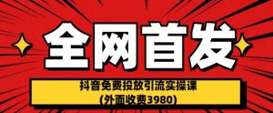 全网首发：抖音免费投放引流实操课(外面收费3980)【揭秘】-八爪鱼资源库