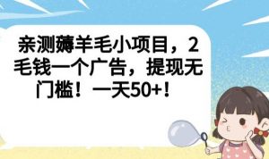 亲测薅羊毛小项目，2毛钱一个广告，提现无门槛！一天50+【揭秘】-八爪鱼资源库