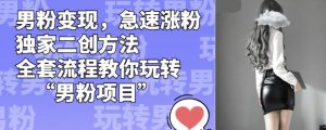 男粉变现，急速涨粉独家二创方法，全套流程教你玩转“男粉项目”【揭秘】-八爪鱼资源库
