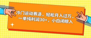 冷门运动赛道，轻松月入过万，一单纯利润30+，小白闭眼入【揭秘】-八爪鱼资源库