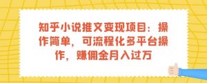 知乎小说推文变现项目：操作简单，可流程化多平台操作，赚佣金月入过万-八爪鱼资源库