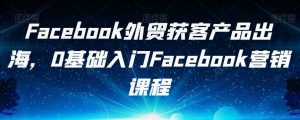 Facebook外贸获客产品出海，0基础入门Facebook营销课程-八爪鱼资源库