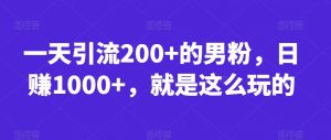 一天引流200+的男粉，日赚1000+，就是这么玩的【揭秘】-八爪鱼资源库