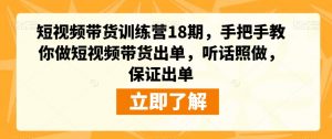 短视频带货训练营18期，手把手教你做短视频带货出单，听话照做，保证出单-八爪鱼资源库