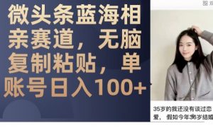 微头条蓝海相亲赛道，无脑复制粘贴，单账号日入100+-八爪鱼资源库