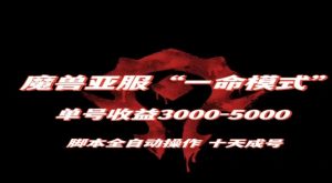 魔兽亚服一命模式，10天成号-单号3千-5千，脚本全自动操作，保姆级教学【揭秘】-八爪鱼资源库