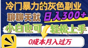 冷门暴利的副业项目，聊聊天就能日入300+，0成本月入过万【揭秘】-八爪鱼资源库