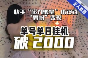 【日入破2000】快手无人直播不进人？“磁力聚星”没收益？不会卡屏、卡同城流量？最新课程会通通解决！-八爪鱼资源库