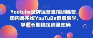 Youtube金牌运营直播训练营，国内最系统YouTuBe运营教学，掌握长期稳定流量密码-八爪鱼资源库