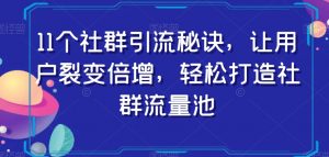 11个社群引流秘诀，让用户裂变倍增，轻松打造社群流量池-八爪鱼资源库