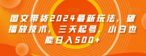 图文带货2024最新玩法，破播放技术，三天起号，小白也能日入500+【揭秘】-八爪鱼资源库
