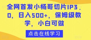 全网首发小杨哥切片IP3.0，日入500+，保姆级教学，小白可做【揭秘】-八爪鱼资源库