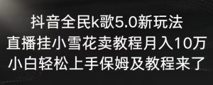 抖音全民k歌5.0新玩法，直播挂小雪花卖教程月入10万，小白轻松上手，保姆及教程来了【揭秘】-八爪鱼资源库
