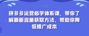 拼多多运营必学体系课，带你了解最新流量获取方法、帮助你降低推广成本-八爪鱼资源库