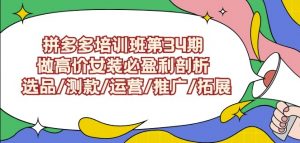 拼多多培训班第34期:做高价女装必盈利剖析选品/测款/运营/推广/拓展-八爪鱼资源库