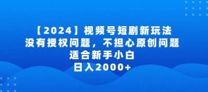 2024视频号短剧玩法，没有授权问题，不担心原创问题，适合新手小白，日入2000+【揭秘】-八爪鱼资源库