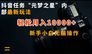 抖音任务“元梦之星”内部最新玩法,新手小白无脑操作,轻松月入10000+【揭秘】-八爪鱼资源库
