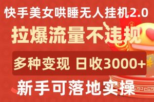 快手美女哄睡无人挂机2.0.拉爆流量不违规，多种变现途径，日收3000+，新手可落地实操【揭秘】-八爪鱼资源库