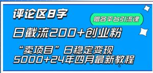 抖音评论区8字日截流200+创业粉 “卖项目”日稳定变现5000+【揭秘】-八爪鱼资源库