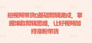 短视频带货0基础剪辑速成，掌握爆款剪辑思维，让好视频加持涨粉带货-八爪鱼资源库