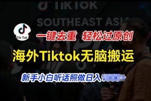 海外Tiktok短视频无脑搬运，一键去重轻松过原创，新手小白听话照做日入几张【揭秘】-八爪鱼资源库