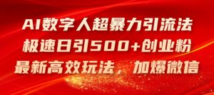 AI数字人超暴力引流法，极速日引500+创业粉，最新高效玩法，加爆微信【揭秘】-八爪鱼资源库