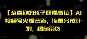 【恭喜你的孩子取得高位】AI视频号火爆赛道，流量分成计划，橱窗带货【揭秘】-八爪鱼资源库