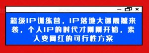 超级IP训练营，IP落地大课震撼来袭，个人IP的时代才刚刚开始，素人变网红的可行性方案-八爪鱼资源库