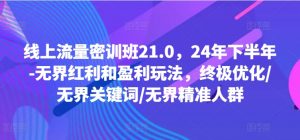 线上流量密训班21.0，24年下半年-无界红利和盈利玩法，终极优化/无界关键词/无界精准人群-八爪鱼资源库