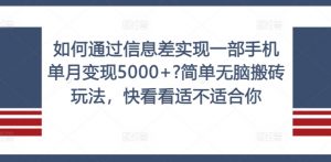 如何通过信息差实现一部手机单月变现5000+?简单无脑搬砖玩法，快看看适不适合你【揭秘】-八爪鱼资源库