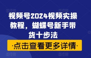 视频号2024视频实操教程，蝴蝶号新手带货十步法-八爪鱼资源库