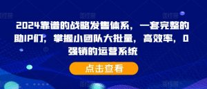 2024靠谱的战略发售体系，一套完整的助IP们，掌握小团队大批量，高效率，0 强销的运营系统-八爪鱼资源库