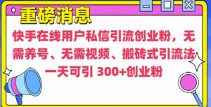快手最新引流创业粉方法，无需养号、无需视频、搬砖式引流法【揭秘】-八爪鱼资源库