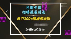 内部招聘渠道日引流300+创业粉，加爆你的微信【揭秘】-八爪鱼资源库