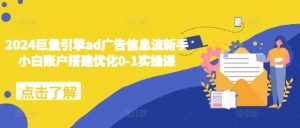 2024巨量引擎ad广告信息流新手小白账户搭建优化0-1实操课-八爪鱼资源库